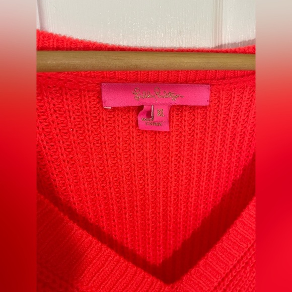 Lilly Pulitzer Sweater Women’s XL XLarge Coral Luletta Preppy Spring Resortwear - Picture 4 of 9